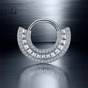 SG3051 G23 Titanium Crystal-Pyramid Nose Ring – Stylish Piercing Jewelry