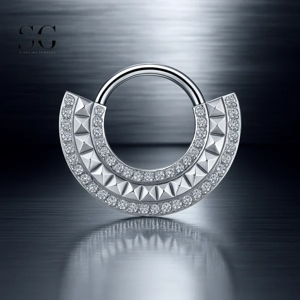 SG3051 G23 Titanium Crystal-Pyramid Nose Ring – Stylish Piercing Jewelry