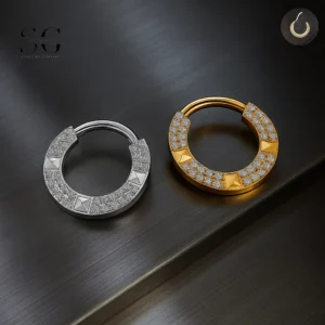 SG3052 G23 Titanium Crystal Pyramid Nose Ring – Elegant Piercing Jewelry