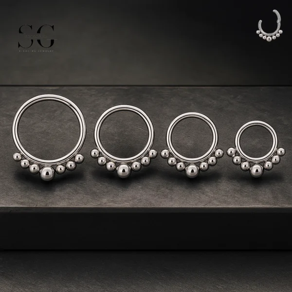 SG3053 G23 Titanium Beaded Nose Ring – Elegant and Unique Piercing Jewelry