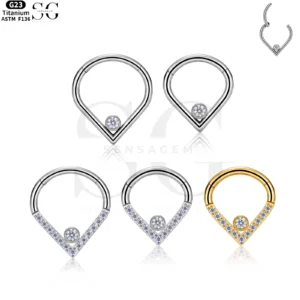 SG3054 G23 Titanium Crystal en forme de nez en forme de V - bijoux élégant en piercing