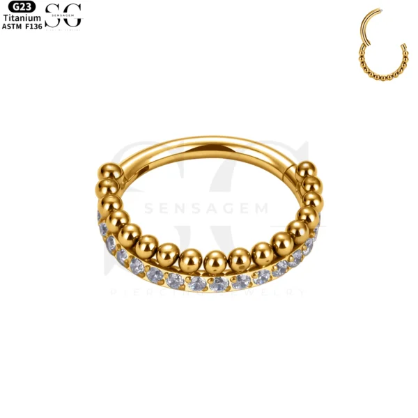 SG3067 G23 Titanium Crystal Beaded Nose Ring – Elegant Piercing Jewelry - Image 2