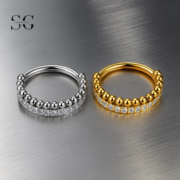 SG3067 G23 Titanium Crystal Beaded Nose Ring – Elegant Piercing Jewelry