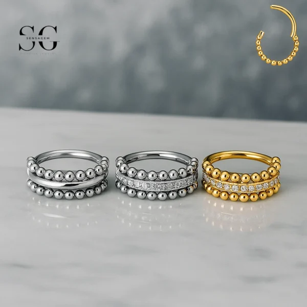 SG3068 G23 Titanium Beaded and Crystal Nose Ring – Elegant Piercing Jewelry