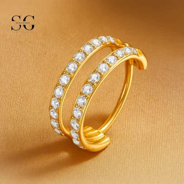 SG3073 G23 Titanium Double Hoop Crystal Nose Ring – Sparkling Piercing Jewelry