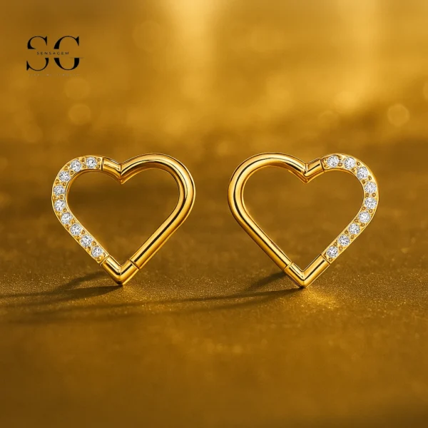 SG3075 G23 Titanium Heart-Shaped Crystal Nose Ring – Elegant Piercing Jewelry - Image 2