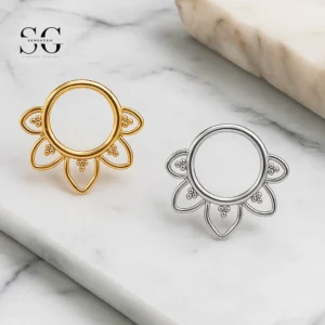 SG3076 G23 Titanium Floral Nose Ring with Zircon – Elegant Piercing Jewelry