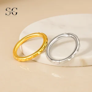 SG3077 G23 Titanium Double-Row Studded Piercing Ring – Elegant Titanium Jewelry