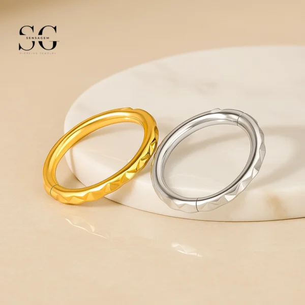 SG3077 G23 Titanium Double-Row Studded Piercing Ring – Elegant Titanium Jewelry