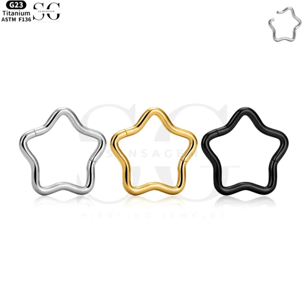 SG3086 G23 Titanium Star-Shaped Nose Ring – Unique and Stylish Piercing Jewelry