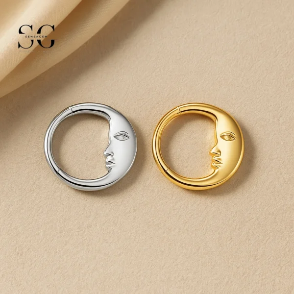 SG3094 G23 Titanium Crescent Moon Face Nose Ring – Unique Piercing Jewelry
