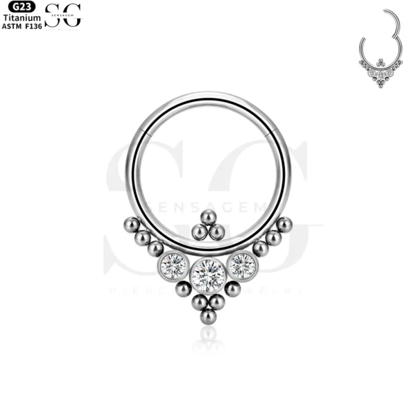 SG3095 G23 Titanium Cluster Nose Ring with Gemstones – Vibrant Piercing Jewelry - Image 6