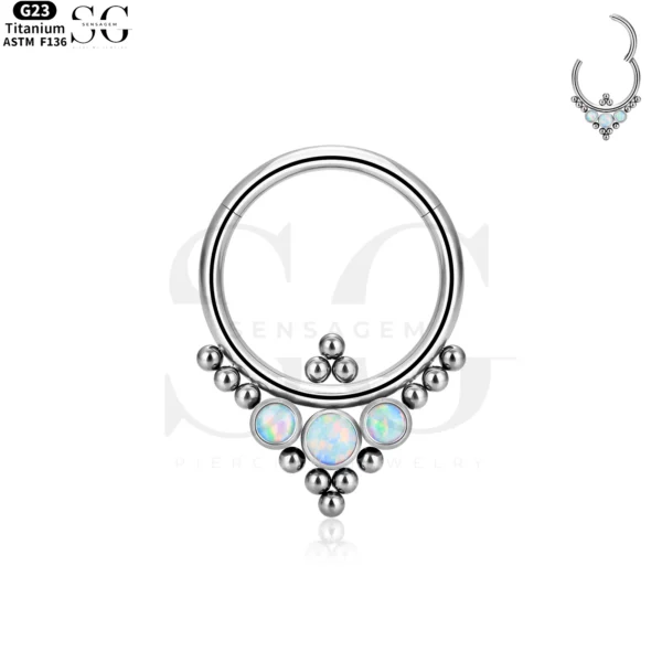 SG3095 G23 Titanium Cluster Nose Ring with Gemstones – Vibrant Piercing Jewelry - Image 5