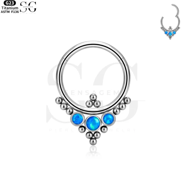 SG3095 G23 Titanium Cluster Nose Ring with Gemstones – Vibrant Piercing Jewelry - Image 3