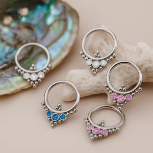 SG3095 G23 Titanium Cluster Ring Ring με πολύτιμους λίθους - ζωντανό κοσμήματα διάτρησης