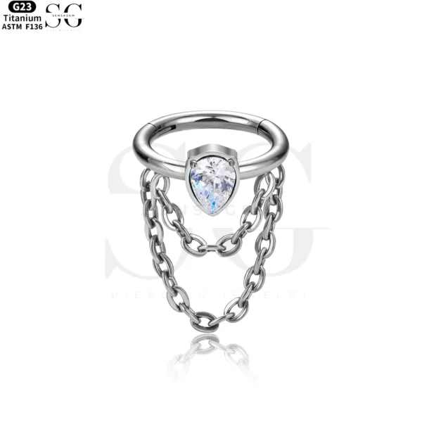 SG3104 - Double Dangle Zircon Titanium Clicker – ASTM F136 - Image 5