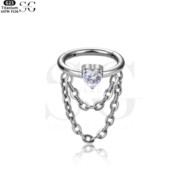 SG3104 - Double Dangle Zircon Titanium Clicker – ASTM F136 - Image 4