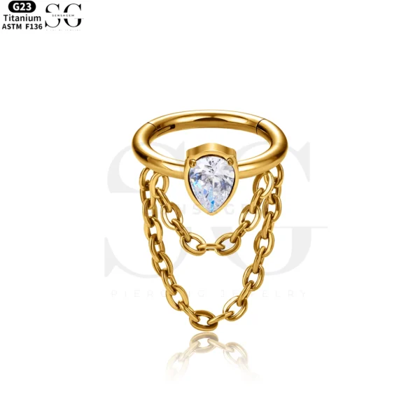 SG3104 - Double Dangle Zircon Titanium Clicker – ASTM F136 - Image 9