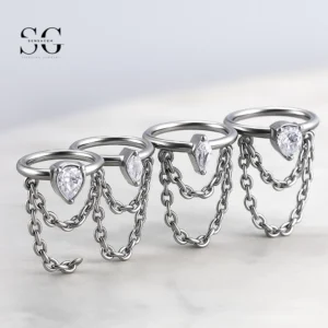 SC3104 - Double Dangle Zircon Titanium Clicker - ASTM F136