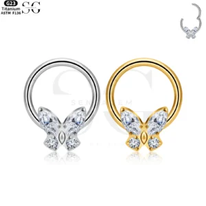 SG3159 - ASTM F136 Titanium Butterfly Nose Ring Wholesale