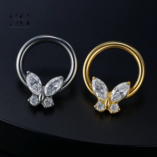 SG3159 - ASTM F136 Titanium Butterfly Nose Ring Wholesale