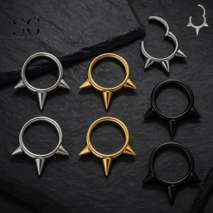 SG3183 - ASTM F136 Titanium Triple Spike Nose Ring Wholesale