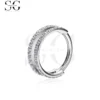 SG3194 - ASTM F136 Titanium Double Hoop Double Row Zircon Nose Ring Wholesale