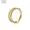 SG3194 - ASTM F136 Titanium Double Hoop Double Row Zircon Nose Ring Wholesale - Image 2