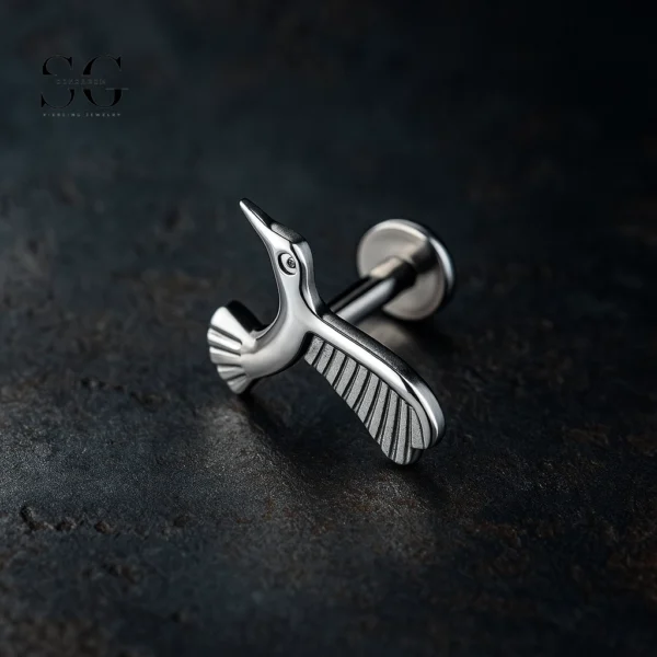 SG4018 F136 Titanium Threaded Labrets – Eagle Shape Implant Grade Lip Piercing Jewelry