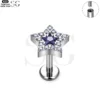 SG4037 - ASTM F136 Titanium Threaded Labret with Embedded Zircon Star Design Wholesale - Image 4