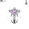 SG4037 - ASTM F136 Titanium Threaded Labret with Embedded Zircon Star Design Wholesale - Image 3