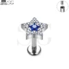 SG4037 - ASTM F136 Titanium Threaded Labret with Embedded Zircon Star Design Wholesale - Image 5
