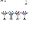 SG4049 F136 Titanium Internally Threaded Labrets with Multicolor Zircon – Implant-Grade Piercing Jewelry