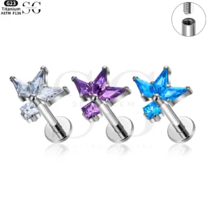 SG4050 - Titanium Butterfly Zircon Threaded Labret – ASTM F136