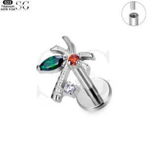 SG4083 - ASTM F136 Titanium Dragonfly Zircon Labret Supply