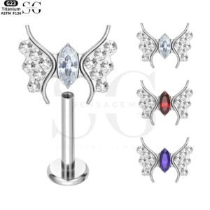 SG4087 - F136 Titanium Butterfly Zircon Labret for Wholesale