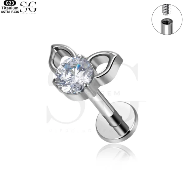 SG4089 - F136 Titanium Cat Head Zircon Labret Supplier - Image 3