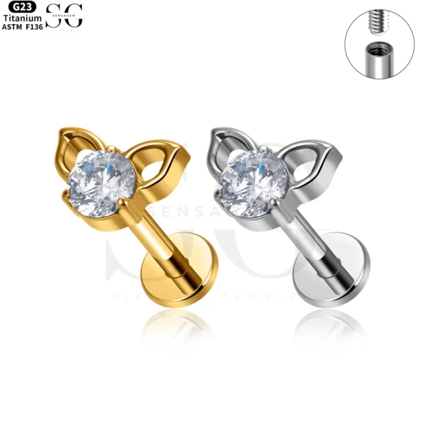 SG4089 - F136 Titanium Cat Head Zircon Labret Supplier