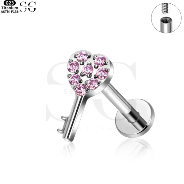 SG4108 - Fan Shape Threaded Labrets with Zircon Stones - Image 5