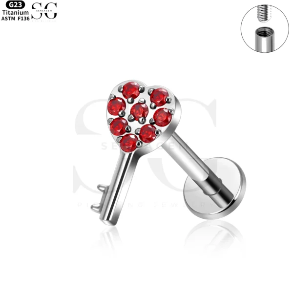 SG4108 - Fan Shape Threaded Labrets with Zircon Stones - Image 2