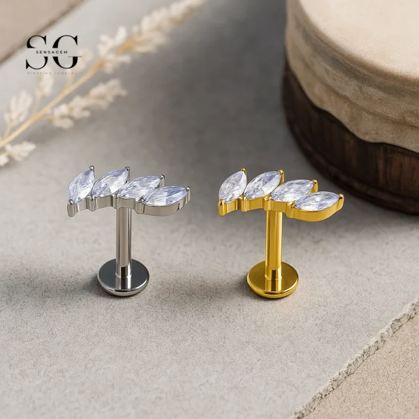 SG4131 - Marquise Zircon Titanium Labret for Lip Piercing