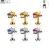SG4135 - Dinosaur Shape Titanium Labret with Opal Gem