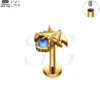 SG4135 - Dinosaur Shape Titanium Labret with Opal Gem - Image 3