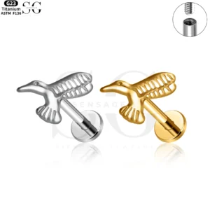 SG4156 - ASTM F136 Titanium Eagle Design Threaded Labret Wholesale for Lip and Cartilage Piercings