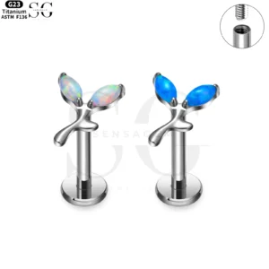 SG4159 - Titanium Branch Design Labret med Opal Gem