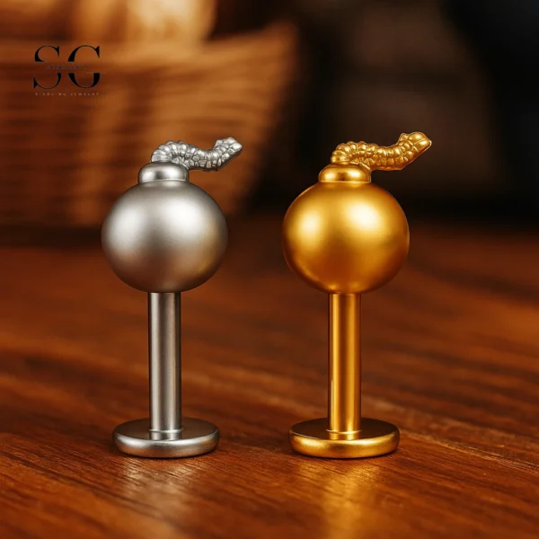 SG4161 - Titanium Landmine Shape Threaded Labret