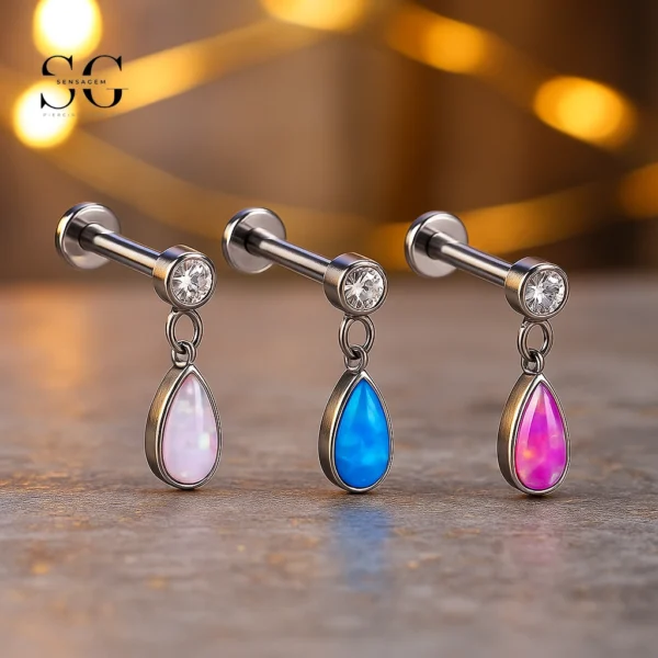 SG4163 - Opal Pendant Titanium Threaded Labret
