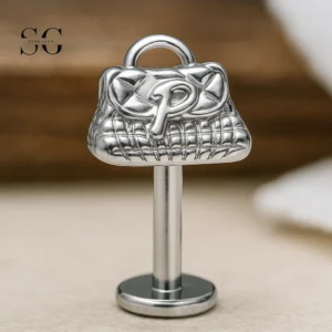 SG4171 - Handbag Shape F136 Titanium Threaded Labret for Piercings