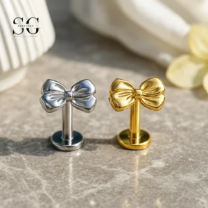 SG4173 - Bow Tie Shape F136 Titanium Threaded Labret for Piercings