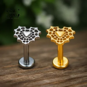 SG4182 - F136 Titanium Threaded Labret with Heart Design